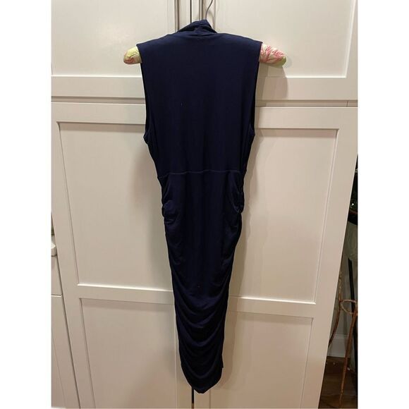 Moulinette Soeurs by ANTHROPOLOGIE Jersey Cinched MIDI Navy Dress NWT Sz XS - Picture 4 of 7